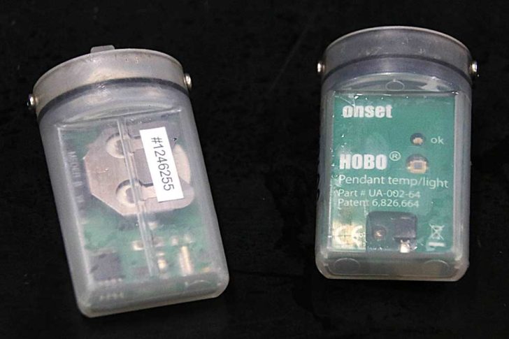 連續式溫度紀錄器（HOBO, Pendant Temperature/Light Data Logger, Onset Computer Corporation, 美國）